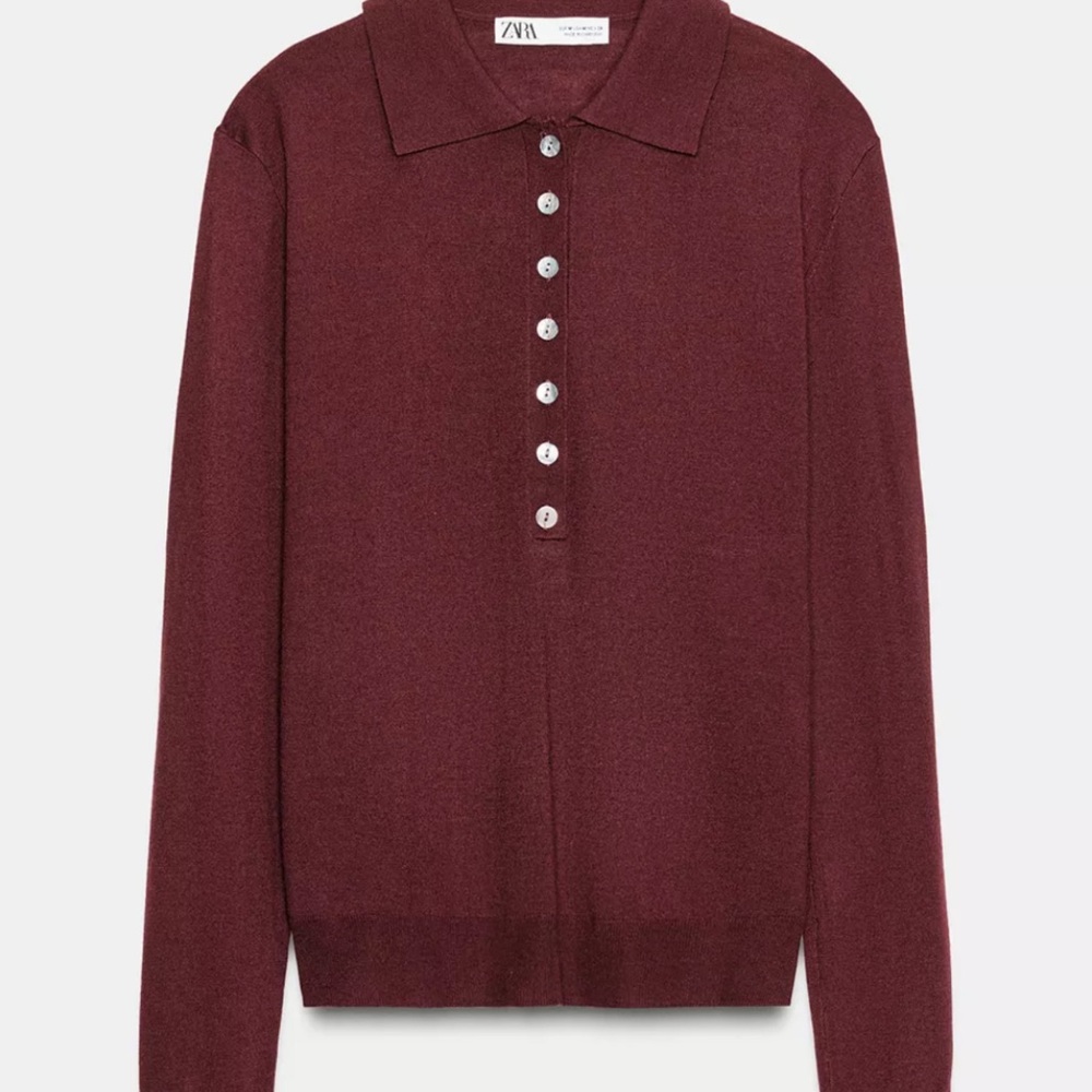 Zara Polo shirt sweater V-Neck, Medium, like New